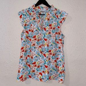 Counterparts Floral Keyhole Tie Women’s Blouse